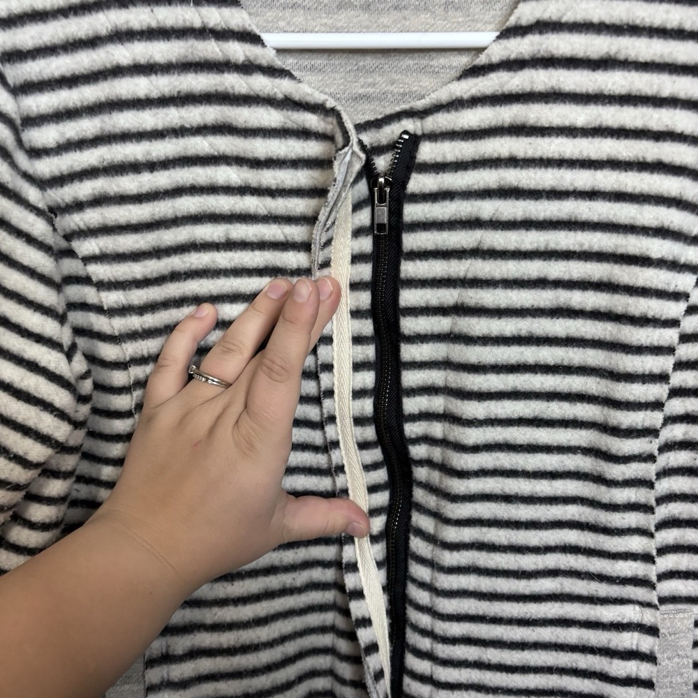 Dolan Left Coast Anthropologie Jacket Women's Black Ivory Striped Full Zip Mediu - Picture 5 of 8